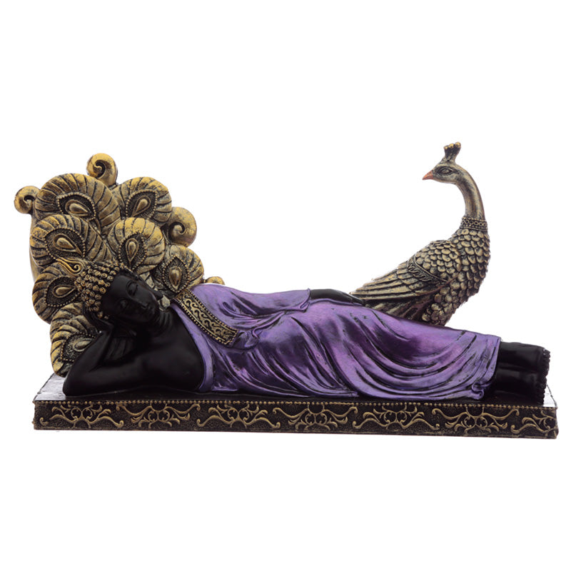 Purple & Black Thai Buddha with Peacock