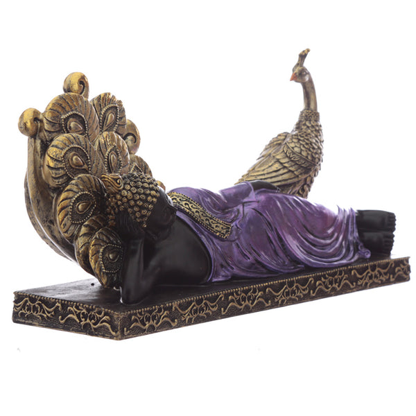 Purple & Black Thai Buddha with Peacock