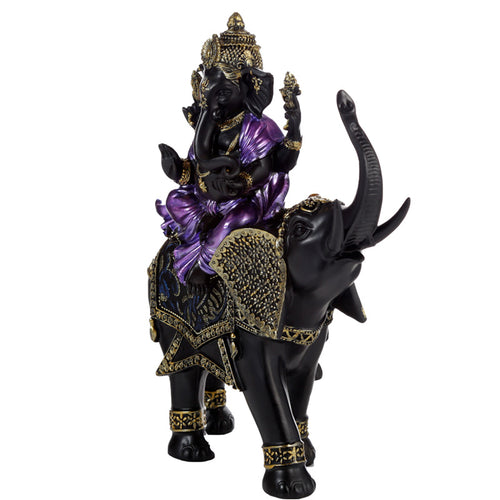 Purple, Gold & Black Ganesh Riding Elephant