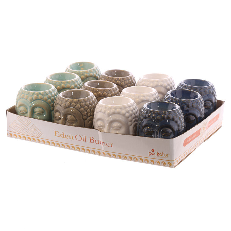 Small Crackle Glaze Ceramic Buddha Head Oil Burner