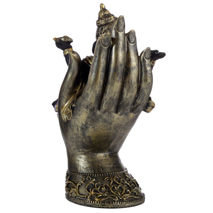 Purple, Gold & Black Ganesh Lying in Hand