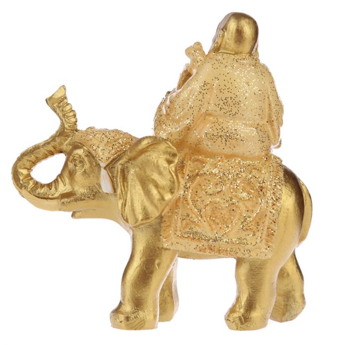 Lucky Buddha Sitting on Glitter Elephant