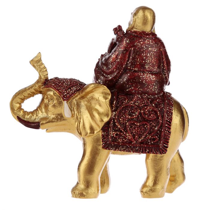 Lucky Buddha Sitting on Glitter Elephant