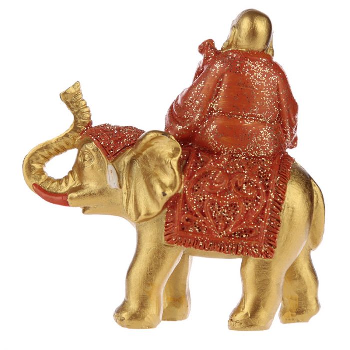 Lucky Buddha Sitting on Glitter Elephant