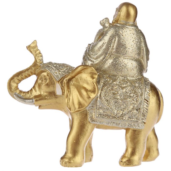 Lucky Buddha Sitting on Glitter Elephant