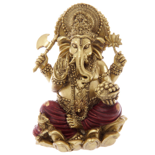 Gold & Red Ganesh Statue 16cm