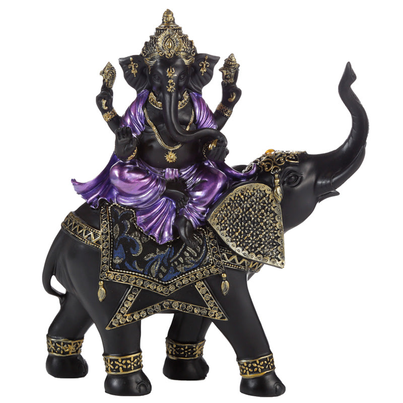 Purple, Gold & Black Ganesh Riding Elephant