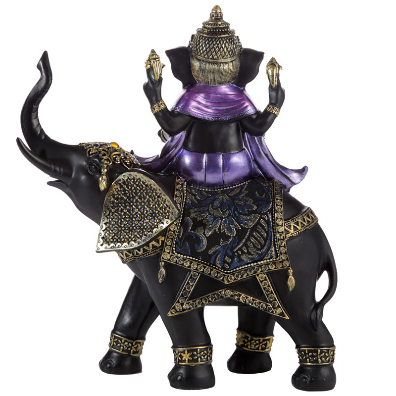 Purple, Gold & Black Ganesh Riding Elephant