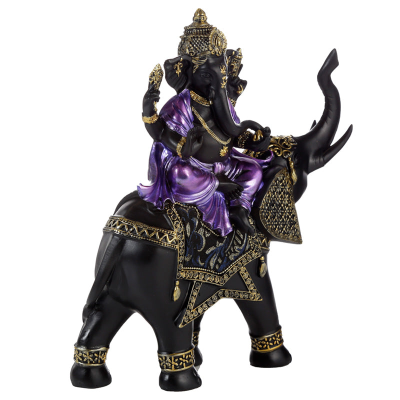 Purple, Gold & Black Ganesh Riding Elephant