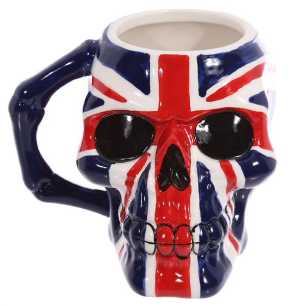 UK Flag Skull Head Ceramic Shaped Mug