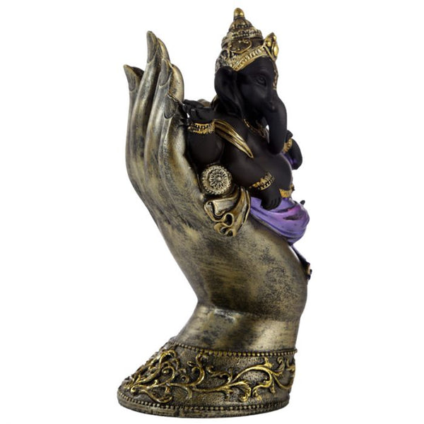 Purple, Gold & Black Ganesh Lying in Hand