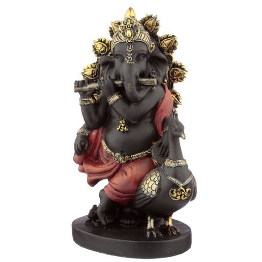 Ganesh Figurine with Pipe & Peacock