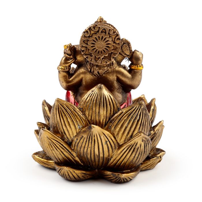 Gold Ganesh & Lakshmi Lotus Set of 2